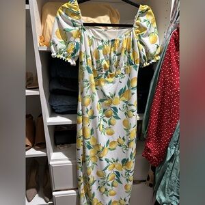 Lemon print midi dress